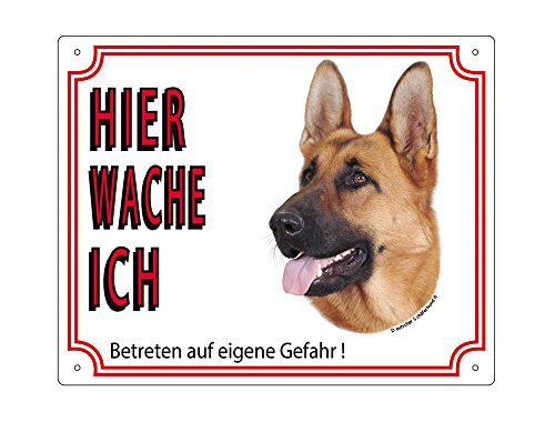 Preisvergleich Produktbild Warntafel Deutscher Schäferhund braun gelb 12 x 3,5 cm