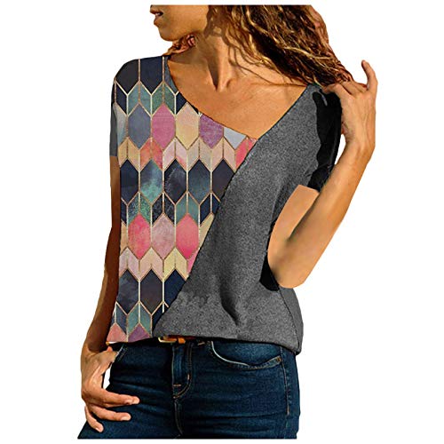 Activewear-Shirts & Blusen für Damen Kurzarmpullover Damen t Shirt 86 Jungen Women's Summer Tie-Dye Sleeveless Crew-Neck T-Shirt Casual Tee Tops(S-5XL) Cover