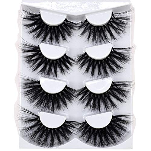 HBZGTLAD NEW 4 Pairs 3D Mink Hair False Eyelashes Criss-cross Wispy Cross Fluffy