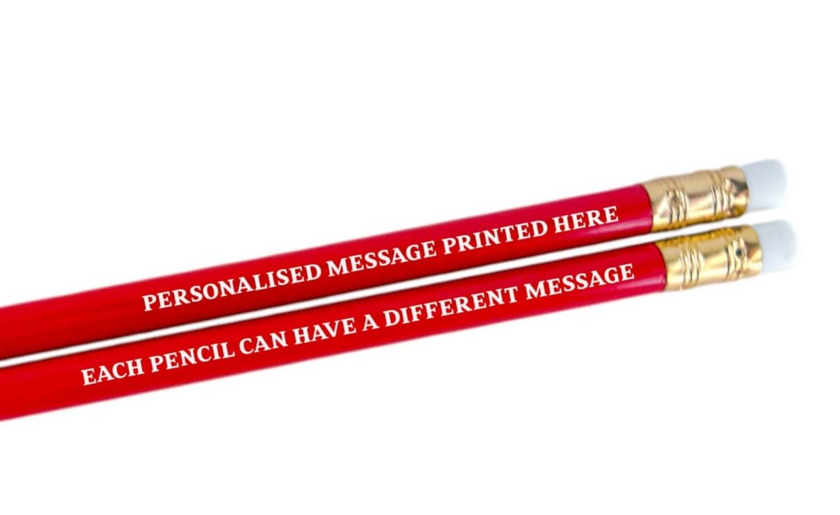 Personalised Pencils - Choice of Colours and Quantities (Red, 2 Pencils)
