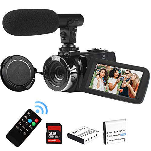 2,7K Videocamera Camcorder GDV1302 Oplaadbare vlogcamera 18x digitale zoom FHD 42MP 3" LCD-camcorder met draaibaar scherm en microfoon Afstandsbediening 32GB SD-kaart