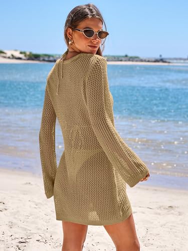 Image of ANRABESS Women Beach Crochet Cover Ups Summer Knit Swimwear Mesh Bathing Suit Hollow Out Dress 2026 Vacation Swimsuit