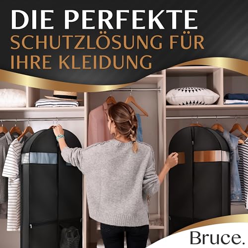 Bruce.® Großer Kleidersack 120 x 60 x 12 cm – Atmungsaktive Kleiderhülle für 4–6 Teile wie Anzug, Kleid & Jacke – 120 GSM Materialstärke – Ideal für Reisen & Aufbewahrung - Kleidersäcke herren