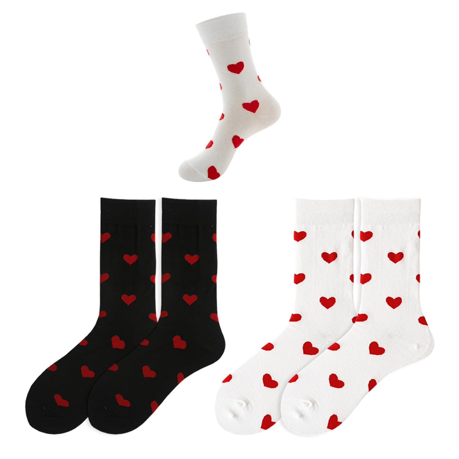 CYNOSURETECH 2 Pairs Of Love Printed Socks, Women'S Mid-Calf Socks, Cute Socks, Soft And Breathable Socks, Fashionable Women'S Socks