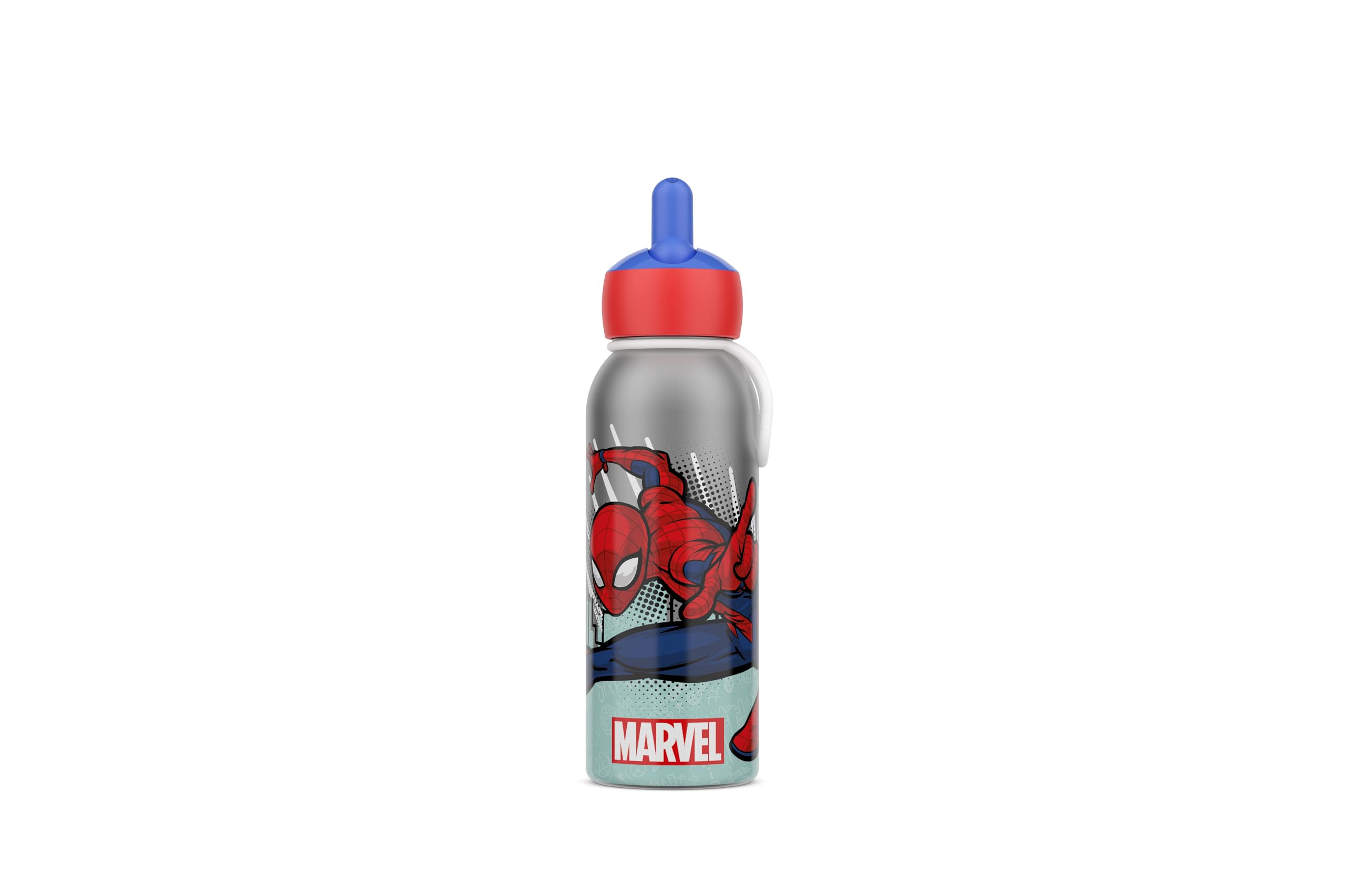 Mepal - Borraccia Ermetica Flip-up Campus - Borracce Ermetiche per Bambini - Borraccia in Acciaio Inox - 4 Ore di Calore e 12 Ore di Freschezza - Senza BPA - 350 ml - Spiderman