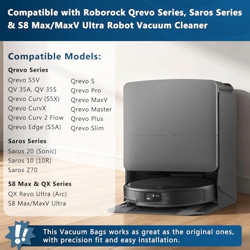 Image of 18 Pack Dust Bag for Roborock Qrevo S Pro /QV 35A /S5V /Edge 2 /Saros 10R /20 | Qrevo CurvX /Plus /Curv /2 Flow /S5A /S5X /S8 MaxV /QX Revo Vacuum Cleaner, 3.5 L Large Capacity Disposable Bags Replacement
