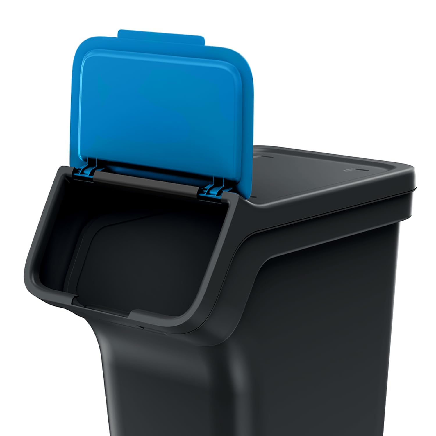 Set di 4 Bidoni Cestini Pattumiere StackBox | Neri | Impilabili | Raccolta Differenziata Riciclaggio | in Plastica | 100 Litri (4x25L) | per Casa Interni