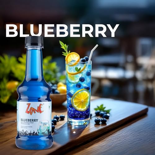 Image of Zone Blueberry Syrup 300ml | Fresh Blueberries Flavor for Mocktails, Cocktails, Lemonades, Iced Teas & More | Non Alcoholic, More Servings, Premium Taste, Great Value | 12+ Flavours