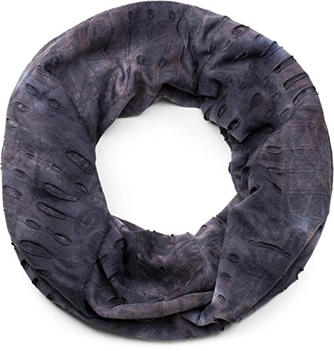 styleBREAKER Loop Schlauchschal im washed Batik Design, Destroyed Vintage used Look, Schal, Tuch, Unisex 01017040, Farbe:Midnight-Blue Cover