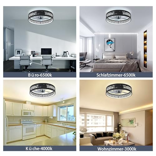 Ventilateur de plafond LED 60W noir avec télécommande dimmable - 7