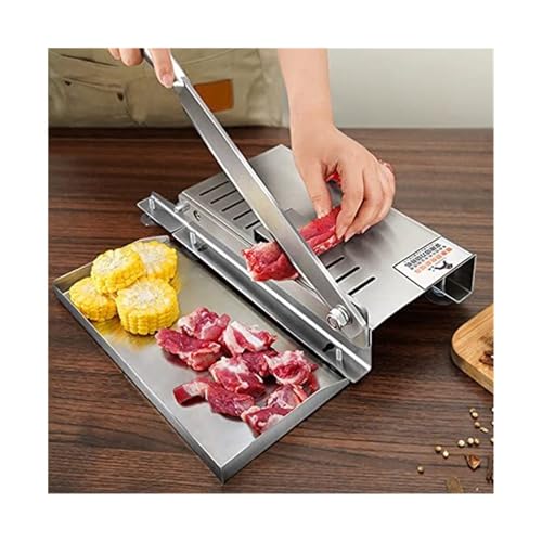 YMXEURSC Rebanadora de Carne Manual,Cortador de Verduras y Delicatessen,picadora de Carne de Costillas de Acero Inoxidable,máquina rebanadora de Alimentos(21CM)