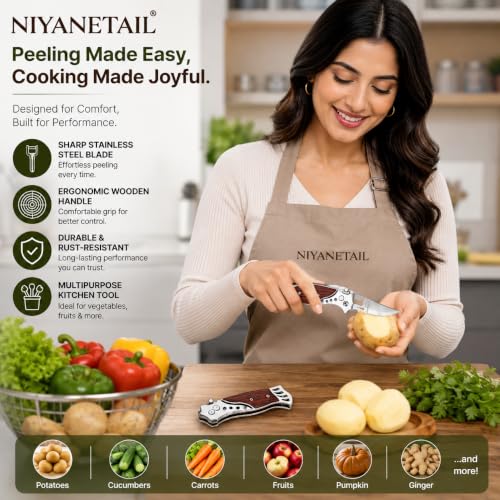NIYANETAIL Vegetable Peeler with Wooden Handle - Image 5