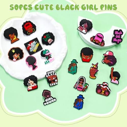 Image of Cute Pins for Backpacks,20-150Pcs Cute Black Girl Fun Black History Month Lapel Pin Brooch Pin Set DIY Decor Accessories gift