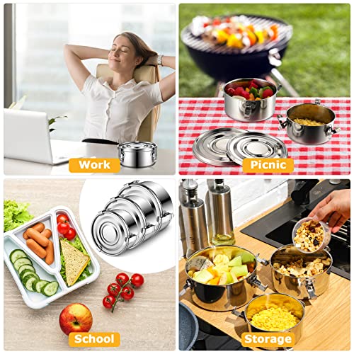 Zopeal 6 Pcs Stainless Steel Food Storage Containers With Lid Bento Lunch Boxes Reusable Metal Flat Canisters For Camping Trips Picnic Snacks Soups Salads Leftovers, 3 Sizes #TOP6