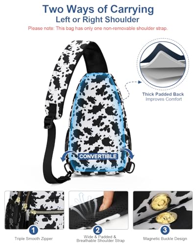 Image of Capolo Sling Bag for Women Men Waterproof Crossbody Bags for Women Trendy Casual Fanny Pack with Convertible Shoulder Strap Chest Bag for Travel Hiking(Cow Print, Large)