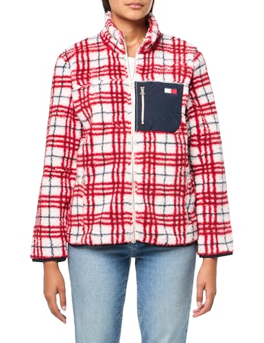 Veste Femme Tommy Hilfiger Color Block Sherpa Blouson Chaud Zippé d'Hiver