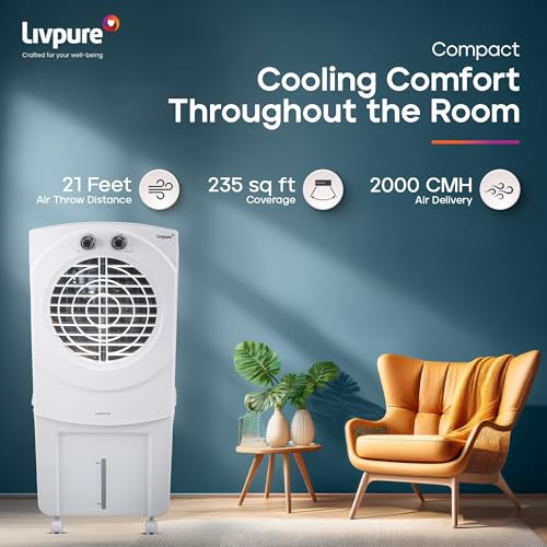 Image of Livpure Coolbud Personal Air Cooler- 46L with High Air Delivery| Motor with Thermal Overload Protection| Antibacterial Honeycomb Pads | Inverter Compatibility| 2 years Warranty