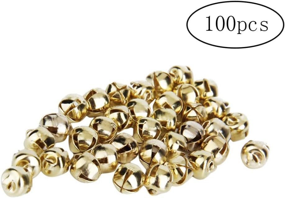 Christmas Bells, 100 Pieces Jingle Bells, 6mm Christmas Craft Bells for DIY Festival Party Decorations Yellow