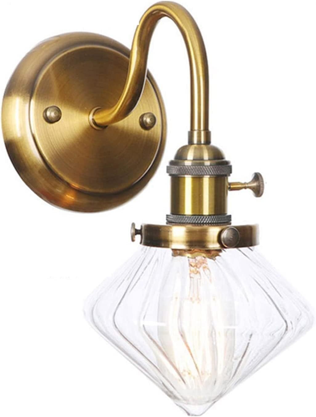 HYJAUSXB Wall Lamps Sconces Gold Brass Sconce Clear Glass Mount Light Fixture(Brown)