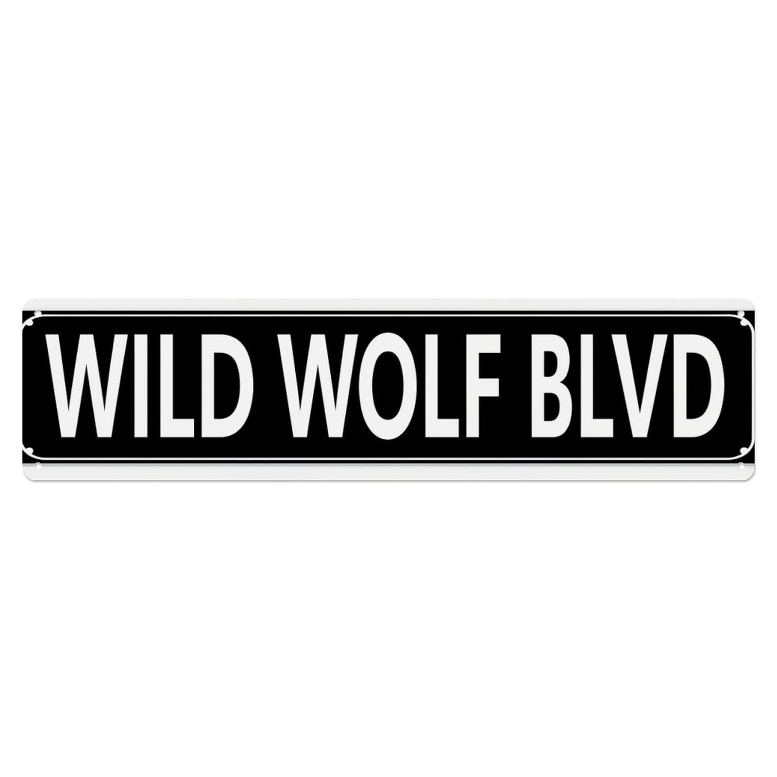 Jdyaojiesheng Vintage Wild Wolf Blvd Sign Tin Sign Retro Metal Wall Decor Metal Poster, Home Bar Garage Farmhouse Cafe Wall Art Decoration 4X16inch