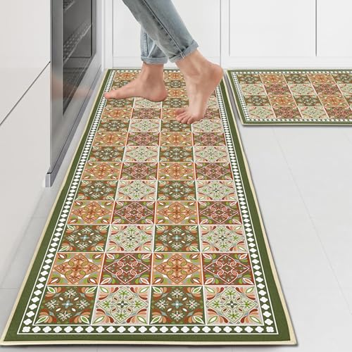 PQCXXA Tappeto Cucina Passatoia,Tappeto cucina Antiscivolo e Lavabile per Cameretta Soggiorno Corridoio Entrata,40x120cm+40x60cm