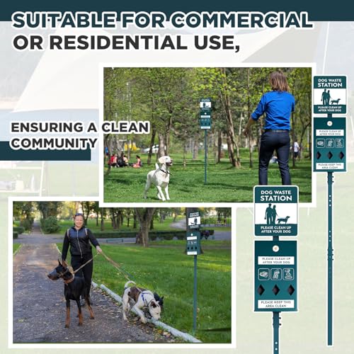 Image of Qinyoung Dog Waste Station with Bags Galvanized Steel Outdoor Pet Bin Dispenser Reflective Sign Rust Proof System for Backyard Commercial Park(1 Pack)