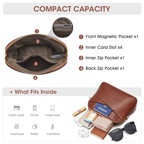 Image of Kattee Small Leather Crossbody Bags for Women, Trendy Purses Handbags Shoulder Bag, Genuine Leather Cross Body Bag for Woman