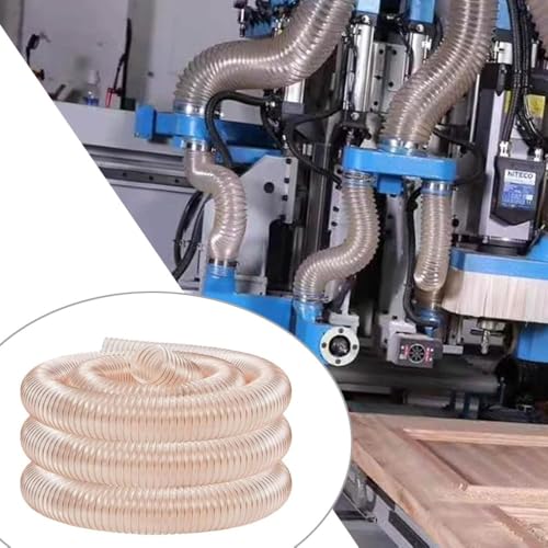 Manguera de recogida de polvo de poliuretano transparente, manguera de vacío flexible resistente con bobina de alambre de acero para lijadoras de carpintería, aspiradora de tienda, se adapta a puertos