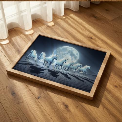 Image of Suneree 7 Horse Vastu Wall Painting (Landscape Collection) (Natural, Design 05, 10x13 Inch)