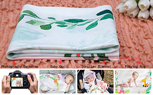 Image of Baby Milestone Blanket, 47 inchx40 inch Cartoon Caterpillar Leaves Baby Photography Blanket, Dots Watch Me Grow Blanket, Newborn Photo Props BTMYLU35