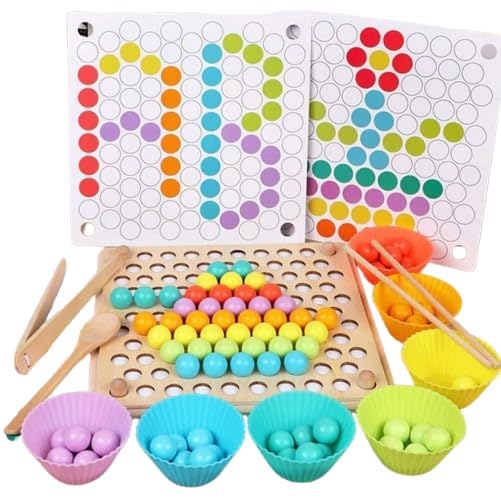 Bestie toys Bead Holder Wooden Clip Beads Holder Childrens Toys for 3 Years Old, Montessori Board, Fine Motor Early Education Color Recognition Chopsticks Clip Beads Hands Brain Training (B0D4756T1D) Amazon Price History, Amazon Price Tracker