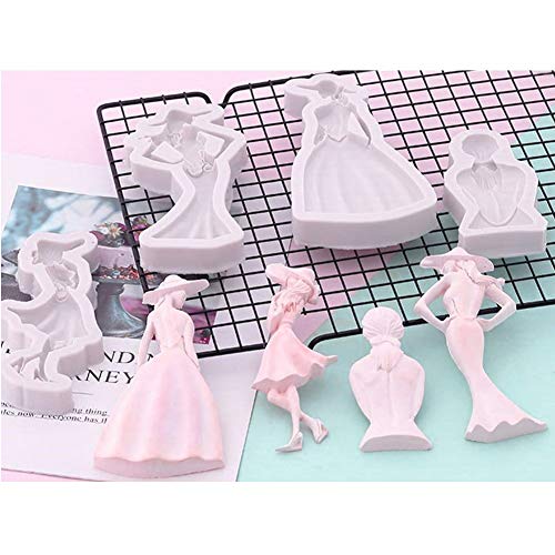 DUBENS 4er Set Mädchen Prinzessin Königin DIY Silikon Form Schokolade Kuchen Fondant Formen Kuchen Dekoration Werkzeuge Küche Backen Zubehör Cover