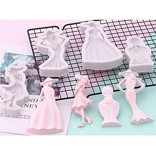 DUBENS Set di 4 stampi in silicone per decorare torte e torte con principessa principessa, per decorazioni da cucina