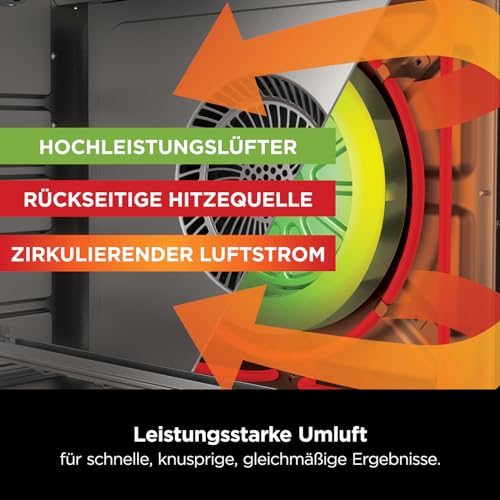 Foto von Ninja Foodi 10-in-1 Multifunktions-Ofen, tragbarer Mini-Ofen für Arbeitsflächen, Mehrzweck-Ofen mit 10 Kochfunktionen; Air Fry, Rösten, Grillen, Backen und mehr, Silber/Schwarz DT200EU