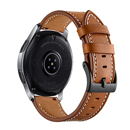Olytop Galaxy Watch 3 45mm Bands/Galaxy Watch 46mm Bands/Gear S3 Bands, 22mm Leather Wristband Strap Women Men for Smaung Galaxy Watch 46mm/Gear S3 Frontier/Galaxy Watch 3 45mm, Brown - image 1