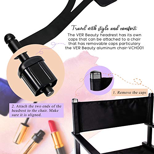 Ver Beauty Aluminum Director Makeup Chair Headrest, Black Matte #TOP3