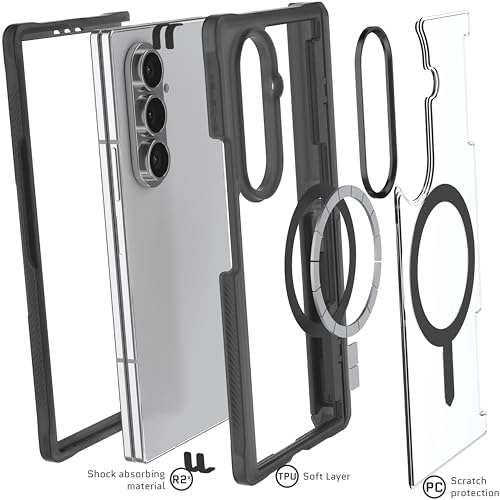 Image of Ghostek Covert Clear Fold 7 Case with Built-in Kickstand, MagSafe and Full Hinge Protection Designed for 2025 Samsung Galaxy Z Fold7 (8 inch) (Smoke Matte)