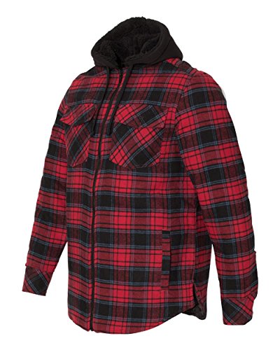 Burnside Men's 8620 Plaid Quilted Lined Flannel Full-Zip Hooded Jacket (Medium, Red)2