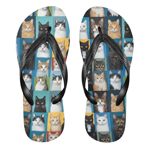 Cute Cats Flip Flop Sandal for Women Men, Casual Beach Slippers Indoor Outdoor XS