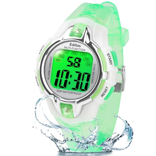 Image of Edillas Kids Watches Boys Digital, 7 Colors LED Lights Waterproof Wristwatches for Children Students Teenagers Sport Outdoor Multifunctional with Stopwatch /Alarm for Ages 5-13