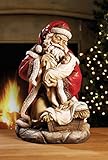Napco Santa Claus Kneeling at Manger with Baby 16 Inch Resin Holiday Tabletop Figurine