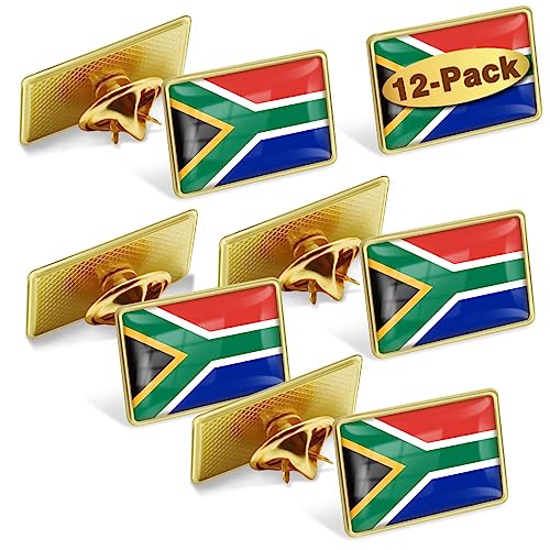 Image of 12 /24 /50 /100Pcs South Africa Flag Lapel Pins Bulk - Metal South African Brooch Badge Souvenir for Men Women Clothes Bags Hats
