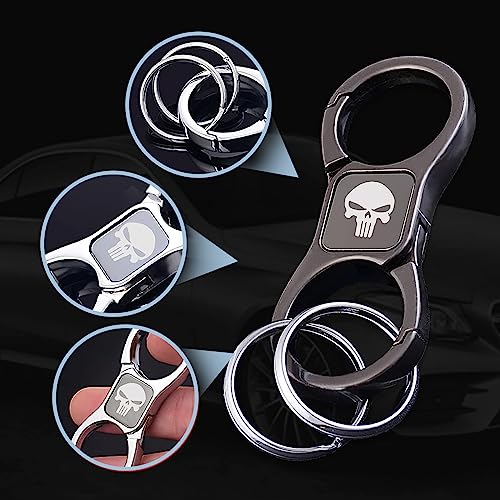 Image of gunhunt 1 Pack Skull Key Chain, Key Chain with 2 Key Rings and Quick Release Zinc Alloy Detachable Key Chain (Black)