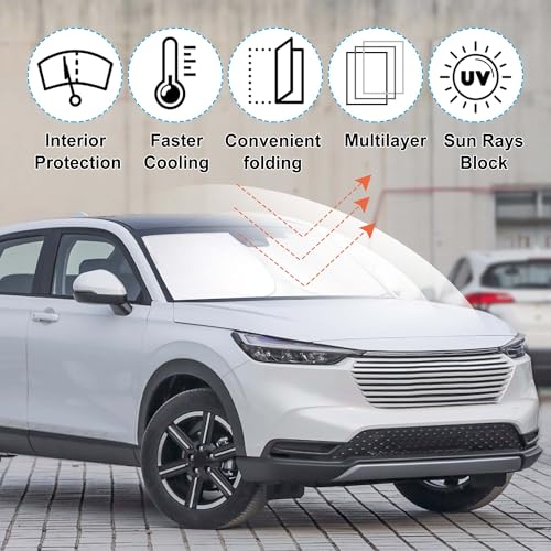 Image of Windshield Sun Shade Custom Fit for 2023 2024 2025 2026 Honda HR-V HRV Accessories Foldable Sunshade Sun Blocker Protect Car from Sun Rays & Heat Damage Keep Car Cooler