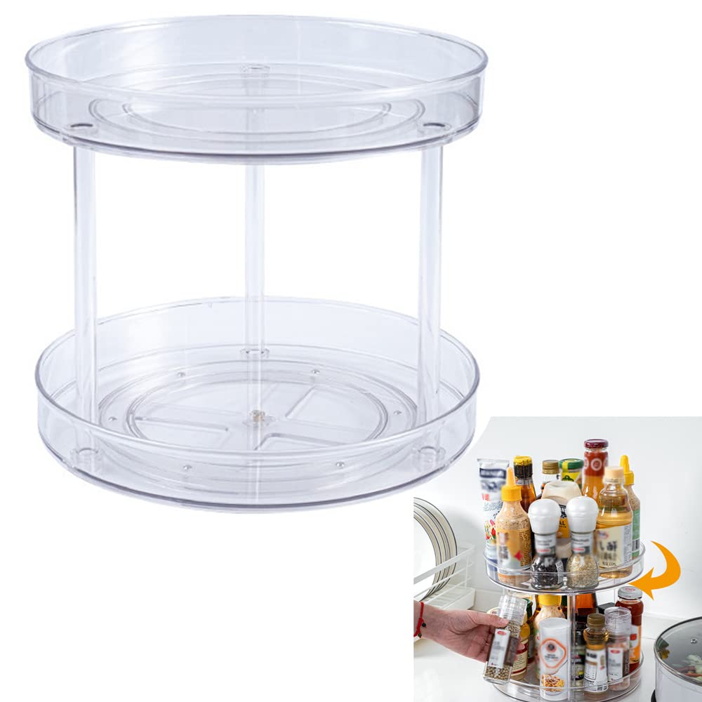Buy 2 Tier Turntable Spice Rack Organizer Lazy Susans for Kitchen Farmhouse Tiered Tray