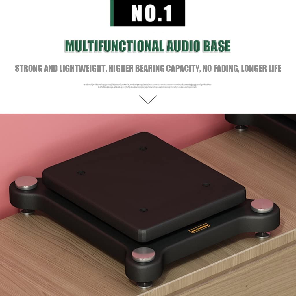 RENJJPBO Audio Amp Stand Subwoofer Isolation Stand Desktop Audio Speaker Riser Double Layer Floor Speaker Mounts with Fixed Copper Spikes (Color : Black, Size : 53x48cm) (53x48cm)