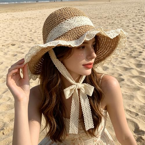 Sombrero de playa de ala ancha para mujer miniatura 6