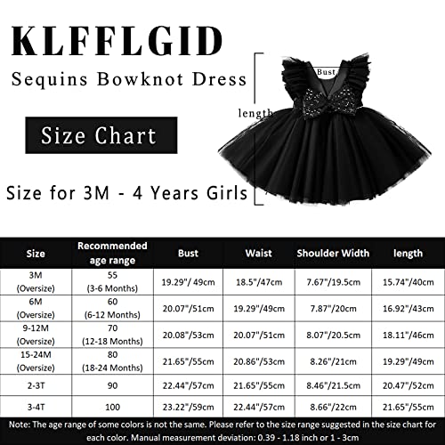 Klfflgid Baby Girl Sequins Bowknot Dresses Toddler Flower Girl Princess Wedding Party Dress For Toddler Baby Girls Holiday Easter Gown Size 60 (All Black) #TOP5