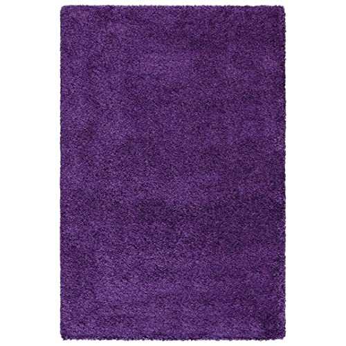 Image of A R Creations Anti Slip Fluffy Fur Plain Area Rug Made with Polyester and Microfiber for Home Office Kitchen Living Room Bedroom and DiningHall (4x6 Feet, Purple