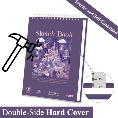Image of Purple Sketch Book for Women - 9 inchx12 inch Girls Sketchbook, 100 Sheets (73lb /120gsm) Drawing Paper for Kids, Art Supplies for Girls Ages 8-12, Beginners, and Adults, Mothers Day Gifts,1-Pack.